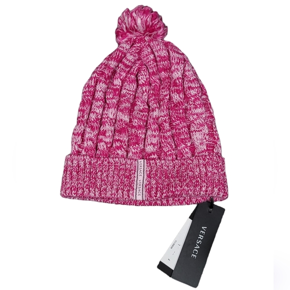 Versace Accessories - Sold‼️Versace knitwear pink beanie size L